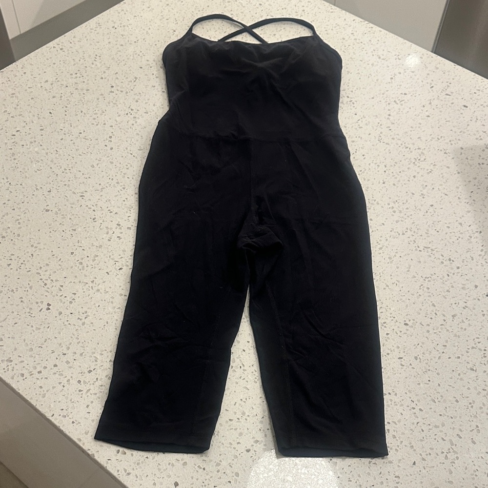 Year of Ours Black Strappy Cropped Jumpsuit Small